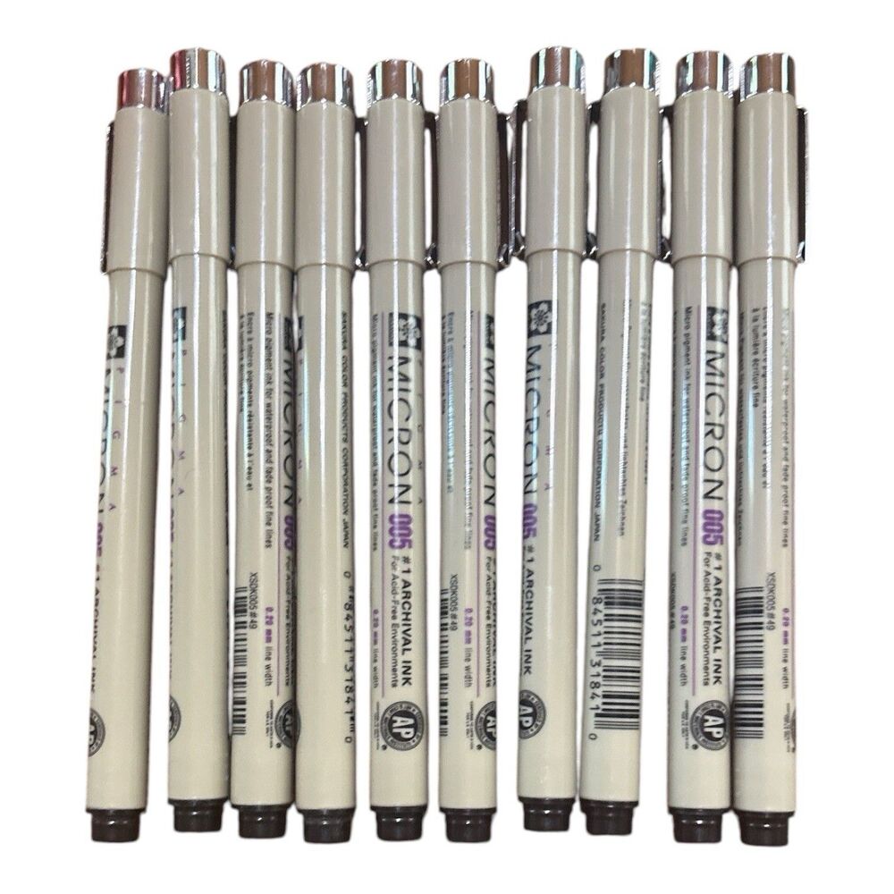 Lot Of 10 Sakura Pigma Micron Pen 005 Black Ink Marker Felt Tip Archival Pigment